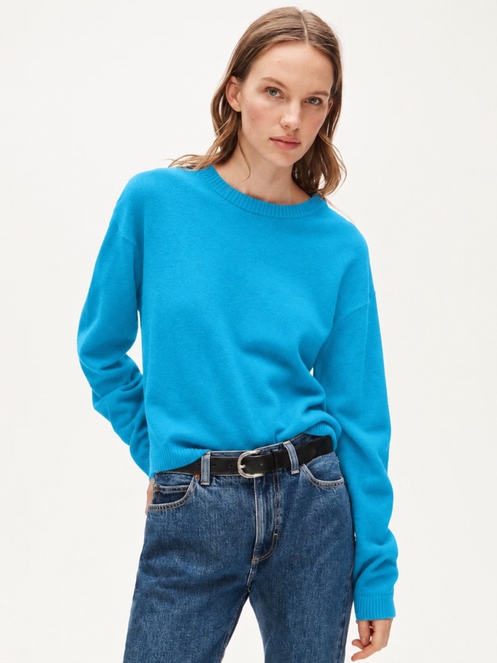 J. Crew Perfect cashmere crewneck in Island Turquoise Blue Size Large NWT